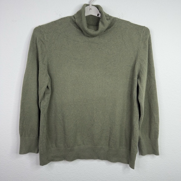L.L.Bean Sweater Womens 2X Green Turtleneck Classic Preppy Career Minimalist - Picture 1 of 6
